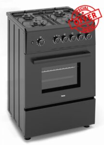 Ferre F6TS40G2-BL 60cm Freestanding Gas Cooker - Matte Black           [Energy Class A]