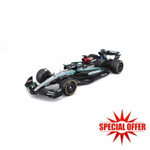 Bburago 1:24 Scale Mercedes‑AMG Petronas W15 Formula 1 Car 2024 – Die‑Cast Model w/Driver Helmet