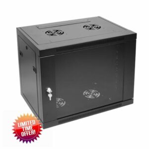 Labgear 9U Wall Mount Server Cabinet 420mm Depth Network Rack Enclosure with Locking Glass Door Ventilated Steel Panels for 19 inch IT Equipment Patch Panels AV Devices Toolless Flat Pack Assembly