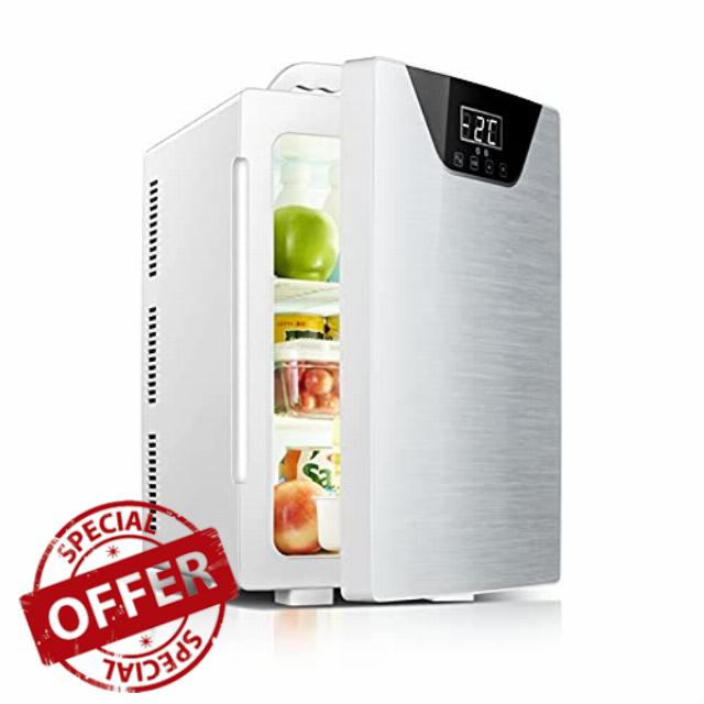 20L Mini Fridge Car Refrigerator Freezer DC 12V / AC 220-240V Portable Cooler & Warmer with Three-Core Cooling System for Skin Care