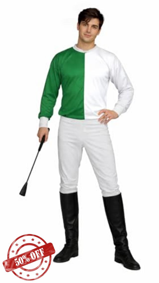 The Dragons Den Adults Horse Racing Jockey Top & Jodhpurs Equestrian Sports Fancy Dress Costume