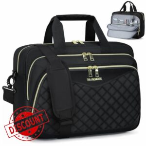 RAINSMORE Laptop Bag for Women 15.6 Inch Work Bag Laptop Briefcase with Multi-Pocket Computer Messenger for Office Business Travel College Black