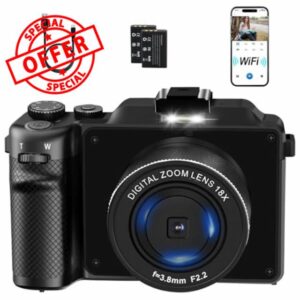4K Digital Camera for Photography 56MP with WiFi 2 Batteries