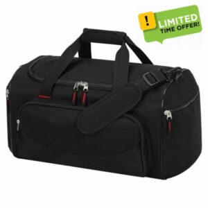 30L Small Gym Sports Duffle Bag - 17 inch Weekend Holdall Carry On Duffel Bag for Travel Overnight Training (Black)
