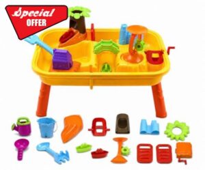 Quickdraw Sand and Water Table for Kids – Outdoor Garden Sandpit Play Table with 20 Accessories