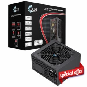 CiT Ace 650W ATX Power Supply Unit – 650W PC PSU with 120mm Silent Fan – Active PFC – Black Flat Cables – 6× SATA & 6+2 Pin PCIe – New Version ATX 1.3/2.03 Desktop Power Supply | Black