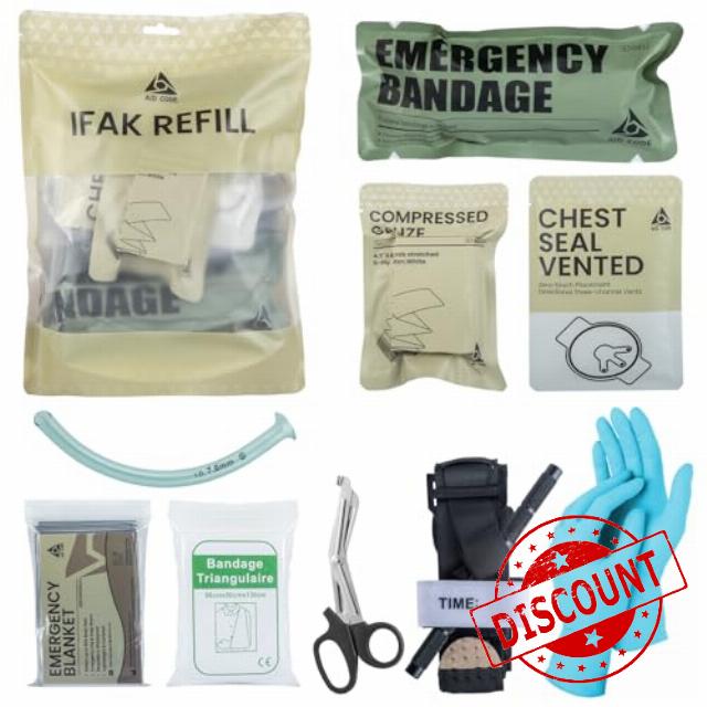 Ifak ​​Refill Kit | Tactical Trauma Refill Kit | First Aid | Ventilated Chest Sealing Bandage | Israeli Bandage | Tourniquet | Compressed Gauze | NPA Nasopharyngeal Airway | Bandages