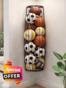 Garage Ball Storage Rack - Wall Mounted Ball Holder with Elastic Cords