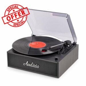 Audizio Reno Retro Vinyl Record Player – Wood Finish