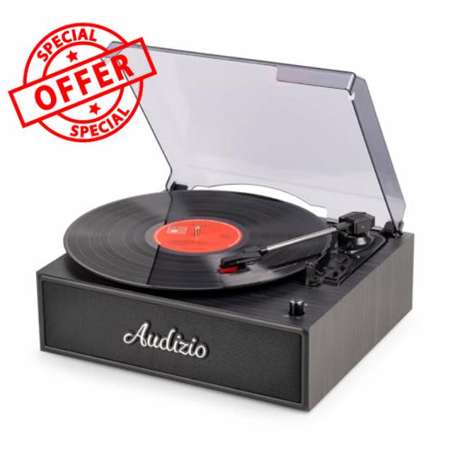 Audizio Reno Retro Vinyl Record Player – Wood Finish