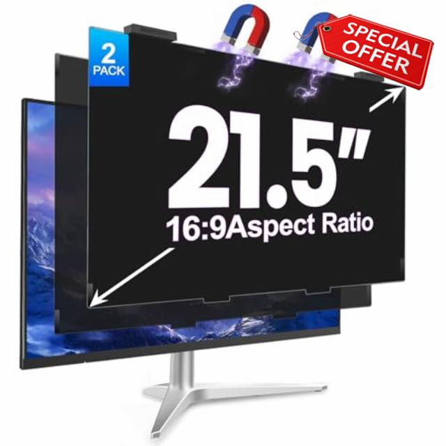 2Pack Magnetic 21.5 Inch Privacy Screen for Computer Monitor 16:9 Aspect Ratio