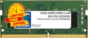16GB DDR5 5600MHz PC5-44800 262-PIN SODIMM MEMORY RAM COMPATIBLE WITH LAPTOPS/NOTEBOOKS