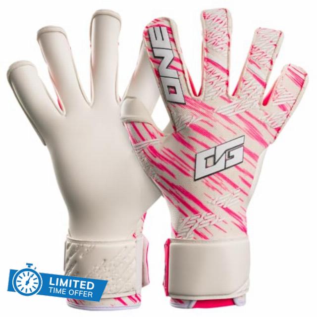 ONE OG1 Amped White Hot Pink Goalkeeper Gloves For Kids | Junior Boys Keeper Gloves OG David Raya Gloves