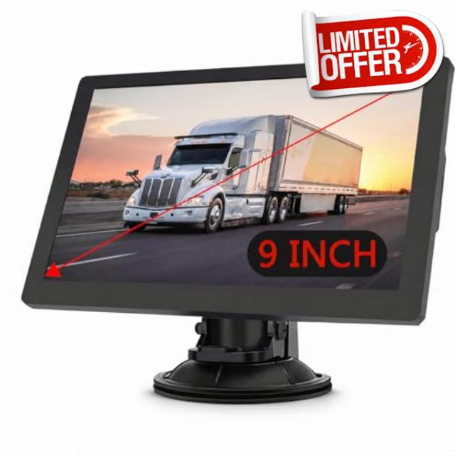 Truck Sat Nav UK for HGV & Lorry | 9 Inch GPS Navigation with Custom Truck Routing | 2026 UK & Europe Maps