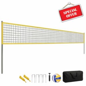 SPORTNOW Portable Volleyball Net Set with Adjustable Height Steel Poles