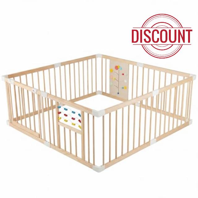 COSTWAY Wooden Baby Playpen