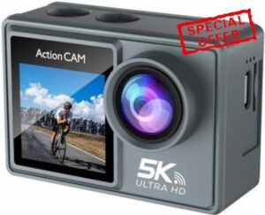 KESWO Action Camera 5K + 64GB Memory Card + 1 battery (included)