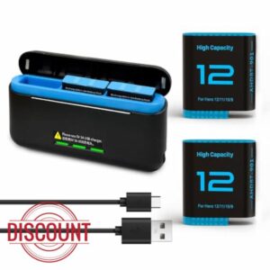 2 Pack 2580mAh Batteries for Gopro Hero 12/Hero 11/Hero 10/Hero 9 with 3-Channel Type-C Battery Charging Statio