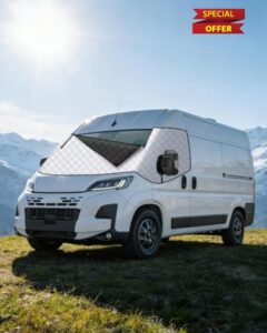 Van Windscreen Protector Aluminium Ducato Thermal Screen Cover Campervan Windscreen Cover with Zips External Waterproof Frost with Magnetic for P-eugeot Boxer C-itroen Relay X250/29