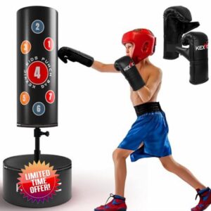 Kids Freestanding Punch Bag- Premium Punching Bag with Boxing Mitt- Professional Boxing Bag Set for Karate
