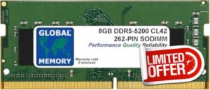 8GB DDR5 5200MHz PC5-41600 262-PIN SODIMM MEMORY RAM COMPATIBLE WITH LAPTOPS/NOTEBOOKS
