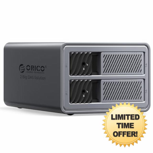 ORICO RAID Hard Drive Enclosure 2 Bay USB 3.0 for 2.5/3.5 inch SSDs HDDs Up to 44TB Support 0/1/JBOD/CLEAR Raid Modes Tray-Less Locking Expansion Backup(Aluminum Alloy)-9828RU3
