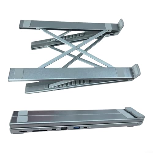 Adjustable Aluminum Ergonomic Stand with SD/TF Card Reader & USB Ports for Travel Office