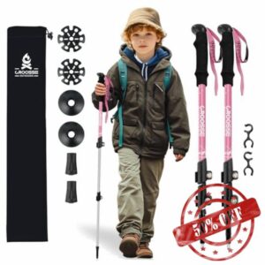 Telescopic Kids Trekking Poles for Hiking - Lightweight Collapsible Aluminium Kids Hiking Sticks with Quick Lock System