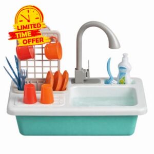 Kids Kitchen Sink Toy Playset with Running Water