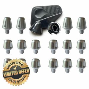 16 Pack of Replacement SG studs for Adidas Rugby boots with 6mm thread. Long studs for soft ground in multiple lengths. Optional removal tool
