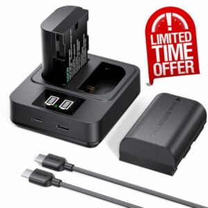 llano 2-Pack LP-E6P Batteries & 20W Fast Charger Set - for Canon EOS R6 Mark II