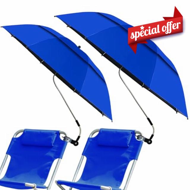 WingFly 2 Pack Beach Chair Umbrella with Clamp