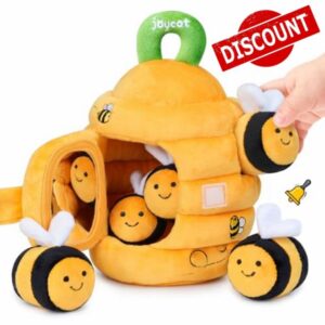 JoyCat Baby Toys 6 Month Old - Soft Baby Beehive with 5 Sensory Bees - Rattle