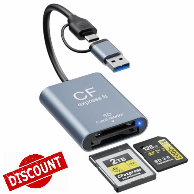 USB3.2 Gen 2 10Gbps CFexpress Type B & SD Card Reader