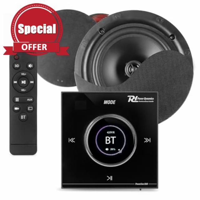 Powerline B50B Bluetooth Ceiling Speaker Kit with LCD Wall Amplifier