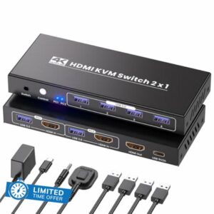 HDMI KVM Switch 1 Monitor 2 Computers