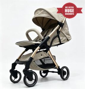 Luxury Baby Stroller Lightweight Foldable Pushchair Travel System Pram with Reclining Seat