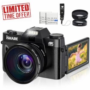 4K Digital Camera for Photography 16X Digital Zoom 48MP Cameras for YouTube with WiFi