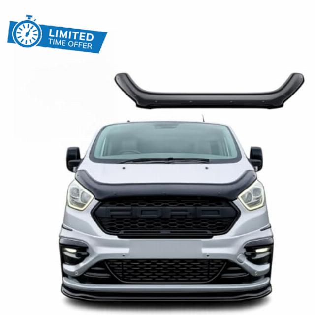 Heavy Duty Bonnet Guard Bug Deflector for Ford Transit Custom 2018-2022 - ABS Bug Guard Wind Deflector - Stone Chip Window Protector - Compatible with Ford Transit Custom 2018-2022
