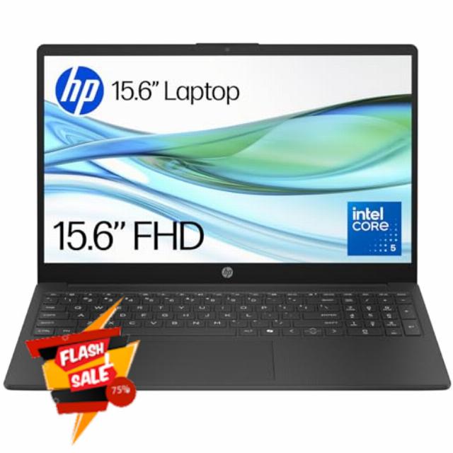HP 15.6" Laptop | Intel Core™ 5 120U Processor | 16 GB RAM | 512 GB SSD | Intel Graphics | FHD Anti-Glare Display | Windows 11 Home | Fast Charge | Jet Black | 15-fd0005sa