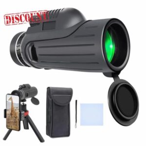 80x100 HD Monocular Telescope for Smartphone with Tripod & Phone Holder - High Magnification BAK4 Prism Lens