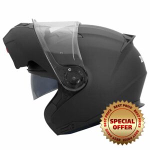 Zorax ZOR-729 Flip Up Helmet With Double Visor Motorbike Ece 2206 Approved - Matt Black M(57-58cm)