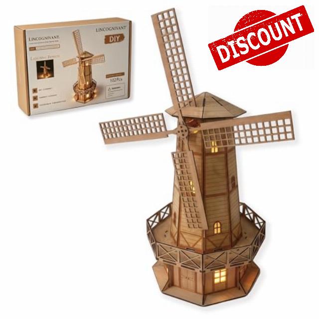 DIY Wooden Windmill Model Kit