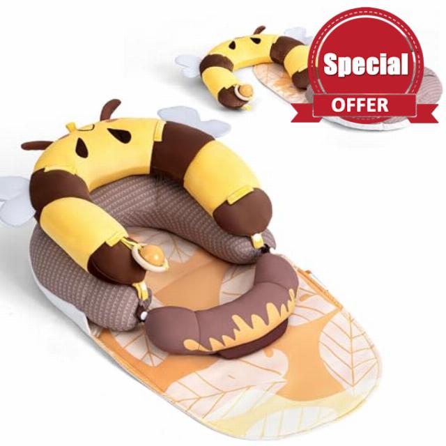 LADIDA 4-in-1 Baby Tummy Time Pillow & Seated Support Playmat