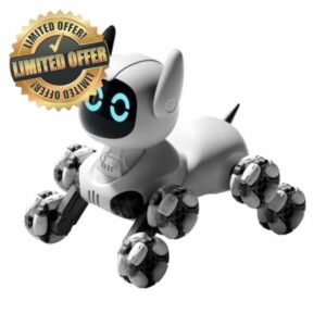Remote Control Robot Dog with Gesture & Touch Control – 8-Wheel Omni-Directional Drift & 360° Spin