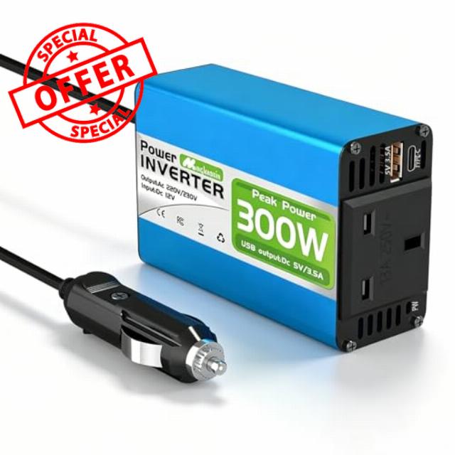 300W Car Power Inverter 12V to 230V/240V Converter