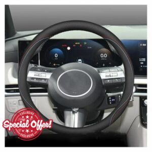 Car Wheel Cover Protector For Hyundai For Tucson 2021-2026 Leather Car Steering Wheel Cover Anti-slip Ultra-thin Auto Interior(Two-color-Round)
