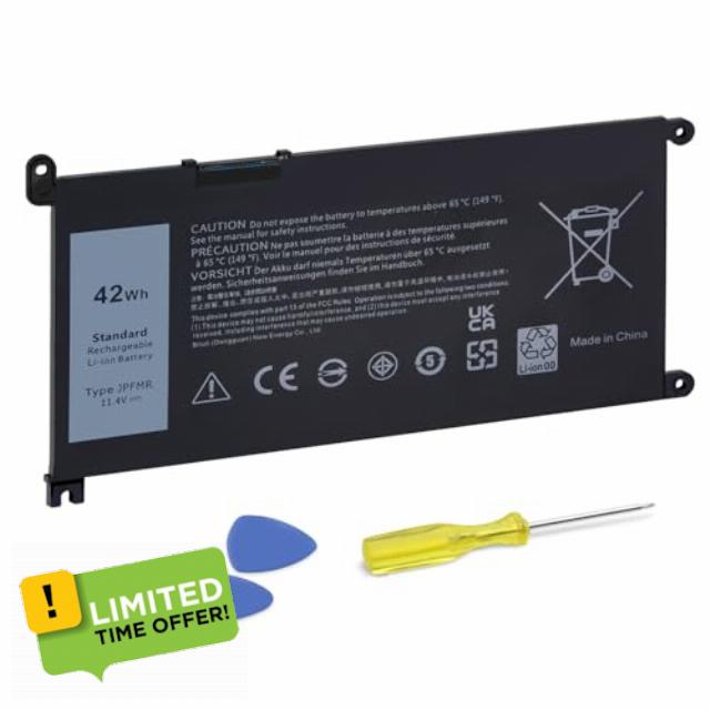 SIKER JPFMR Laptop Battery Compatible with Dell Chromebook 3100 3400 2-in-1 5488 5493 5593 11.4V 42Wh 7T0D3