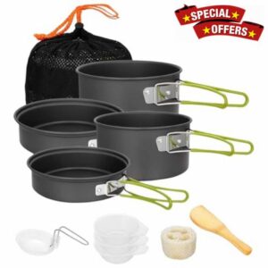 Camping Cooking Pot | Non-stick Portable Cookware - Camping Cookware | for Outdoor Kitchen Picnic 2 to 3 People Hiking Backpacking