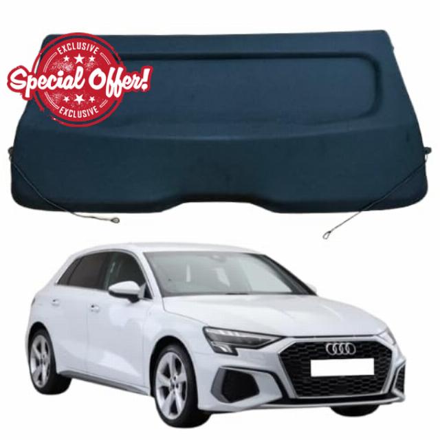 Car Parcel Shelf - Compatible with Audi A3 8Y 2021+ | Sturdy Boot Cover with Cord for Extra Storage | Space Saving Car Accessories | Black | TCC Parcel Shelf Direc